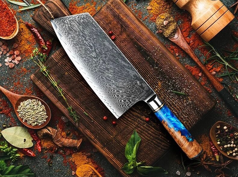 Chinese kitchen knife ROSE WOOD DAMASCUS 16,5 cm, Dellinger