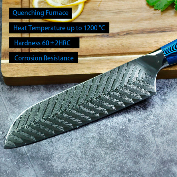 7-Inch 73 Layers AUS-10 Damascus Santoku Knife, Japanese Style Santoku Chef Knife, 7 inch Santoku Japanese Kitchen Knife, Cooking Knife