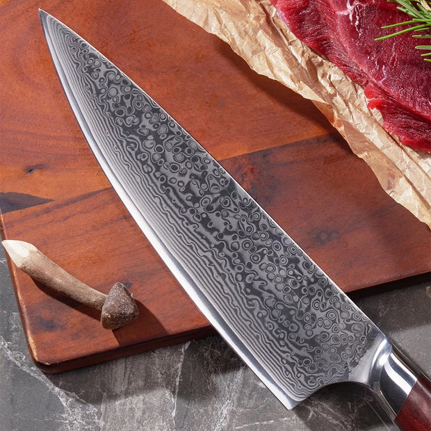 8-Inch 67 Layers VG-10 Damascus Chef Knife, Damascus Kitchen Knife, Professional Chef’s Knife, Damascus 8 inch Cooking Knife, Sharp VG 10 Chef Knife