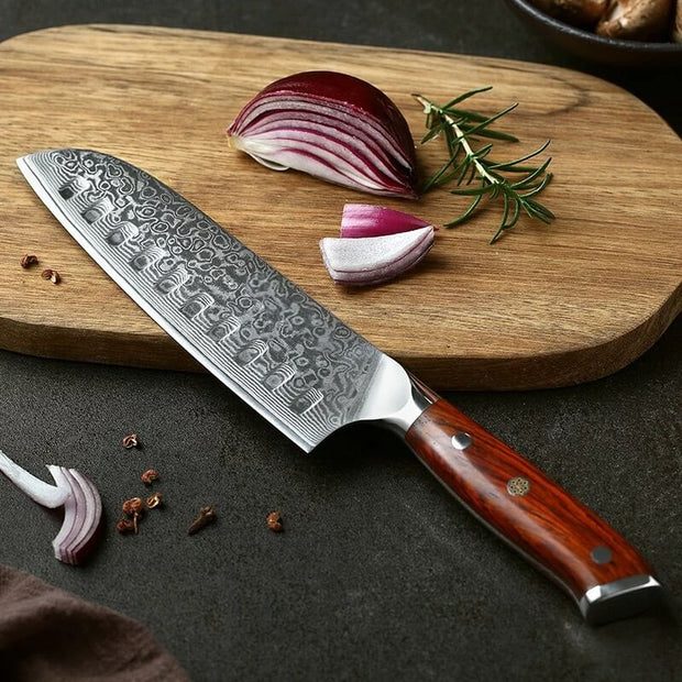 7-inch Santoku Japanese Kitchen Knife for Vegetables and Meat